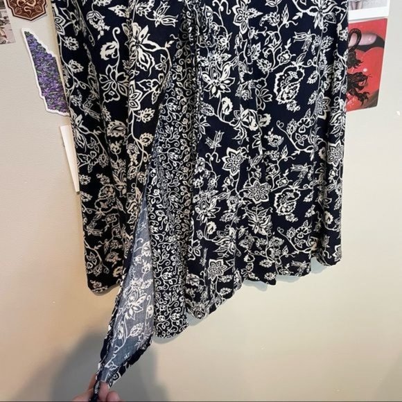 VINTAGE FAIRYCORE FAECORE TIE FRONT FIT N FLARE SHORT SLEEVE DRESS L BLUE WHITE - Picture 6 of 8